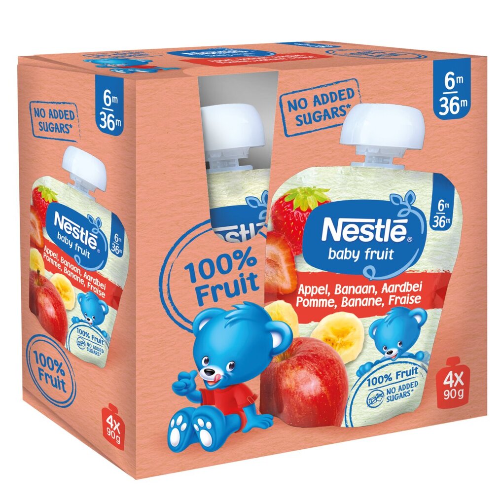 Nestlé 6+M Appel, Banaan & Aardbei Knijpzakjes