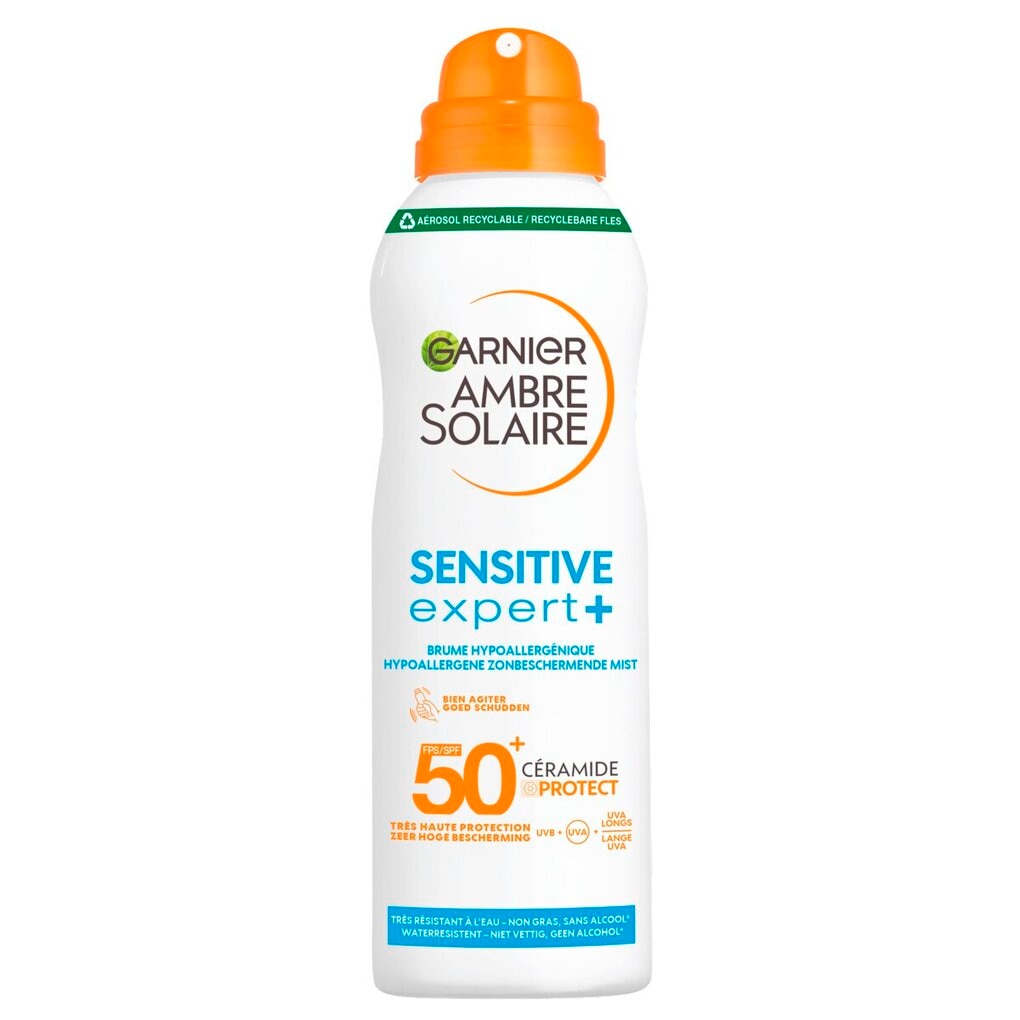 Garnier Ambre Solaire Sensitive Expert SPF50+ Zonbeschermende Mist Garnier Ambre Solaire Sensitive Expert SPF50+ Zonbeschermende Mist