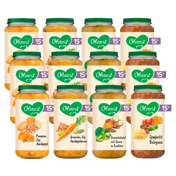 Olvarit 15+M Maaltijd Variatiemenu 12 x 250g