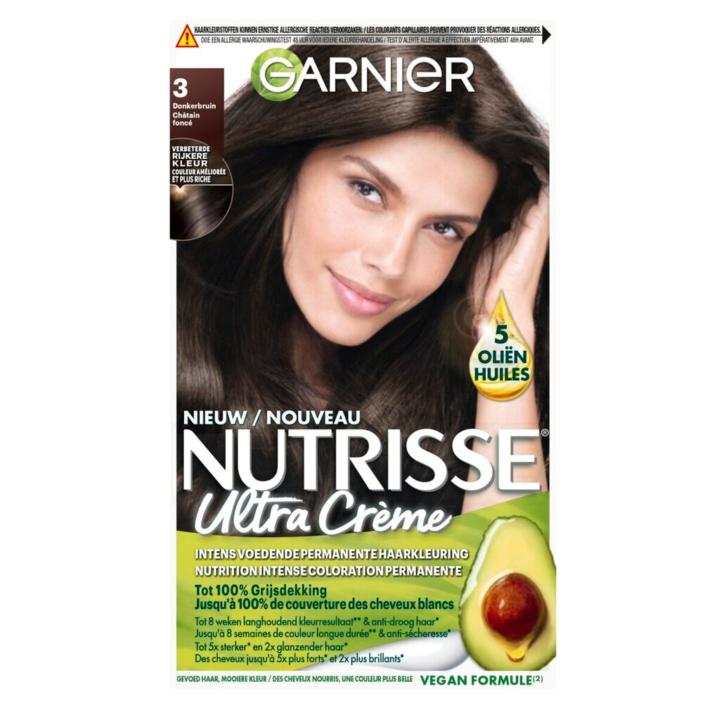 Garnier Nutrisse Ultra Crème 3 Donkerbruin Permanente Haarkleuring