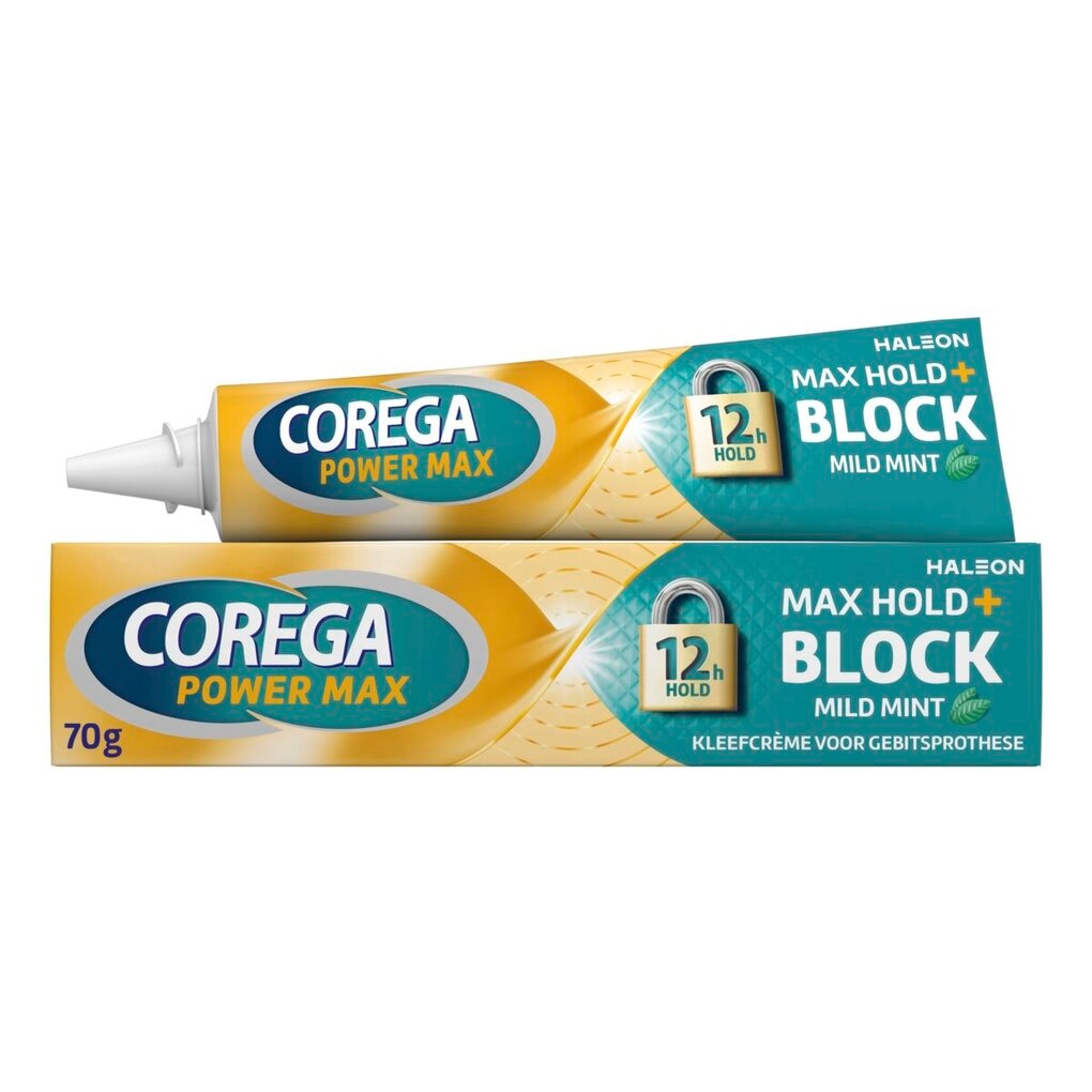 Corega Crème Adhésive Power Max Hold + Block Mild Mint