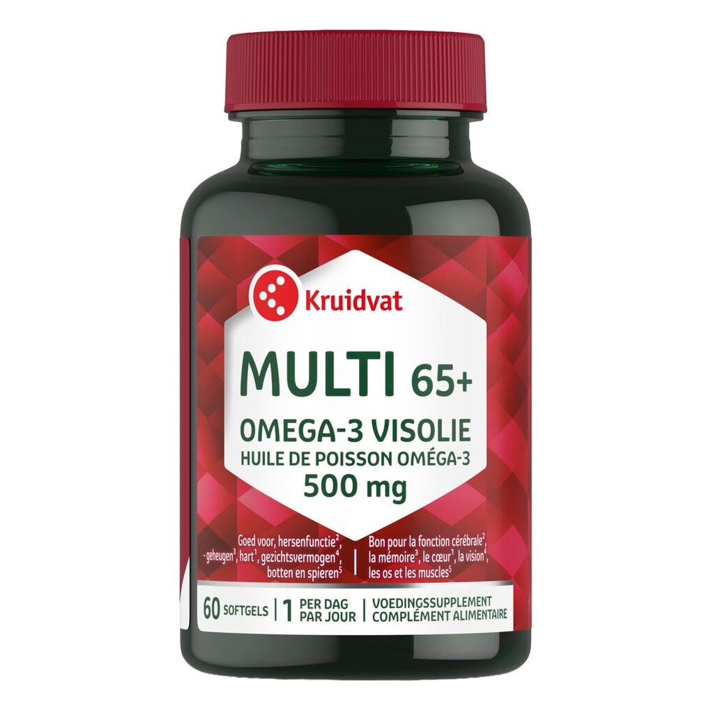 Kruidvat Multi 65+ Omega 3 Visolie Softgels Kruidvat Multi 65+ Omega 3 Visolie Softgels