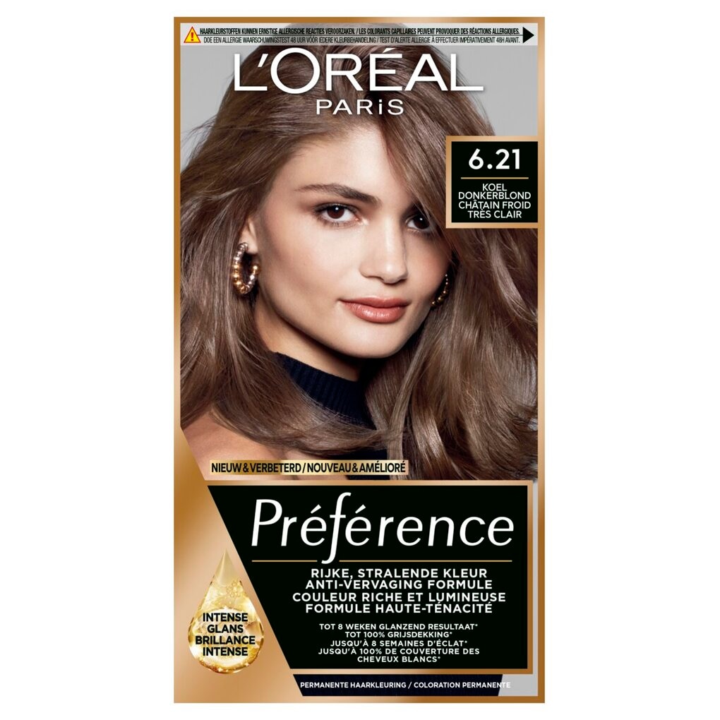 L'Oréal Paris Préférence 6.21 Koel Donkerblond Permanente Haarkleuring
