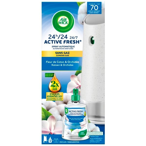 Air Wick Diffuseur Automatique Active Fresh Coton & Orchidée