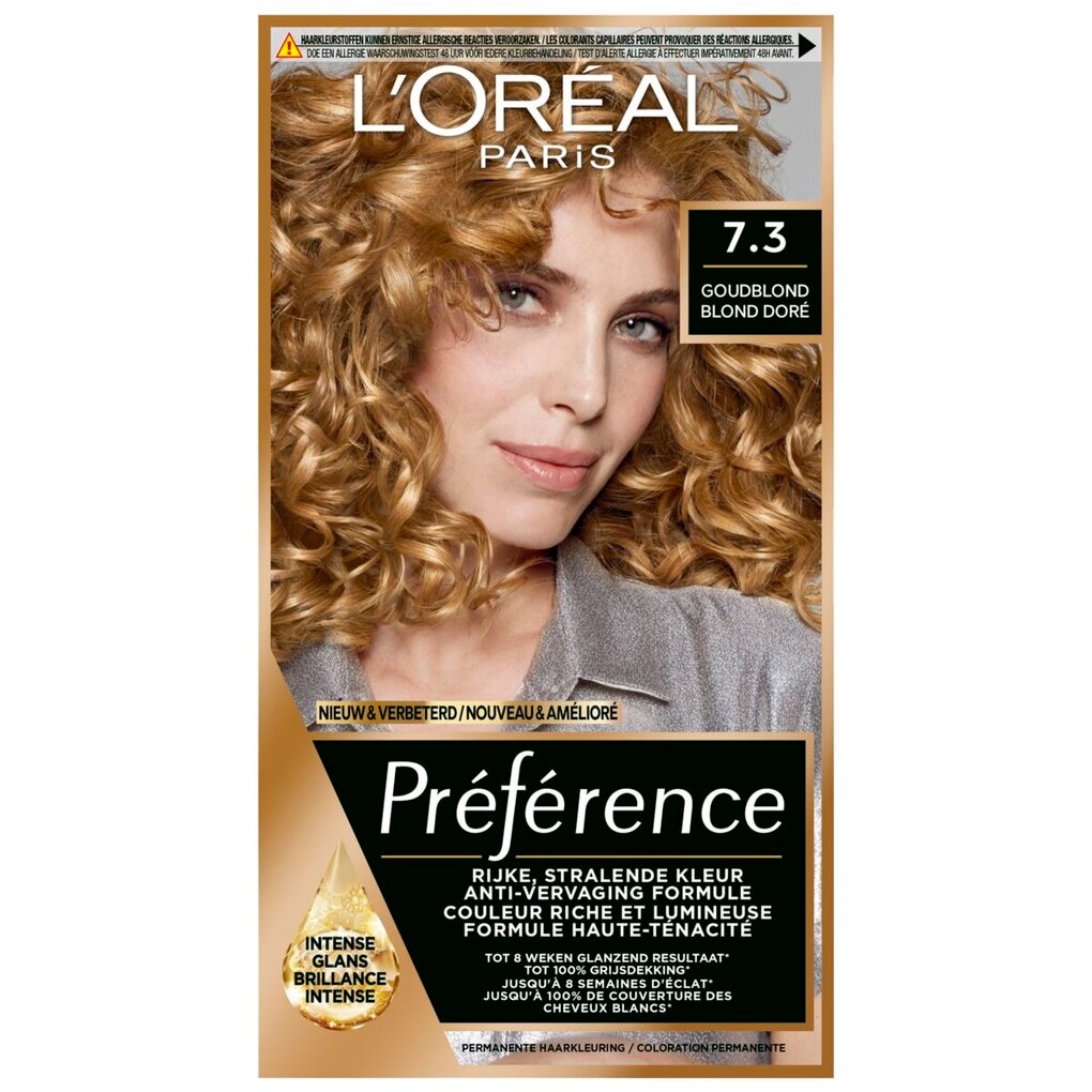 L'Oréal Paris Crème Colorante Préférence 7.3 Floride Blond Doré