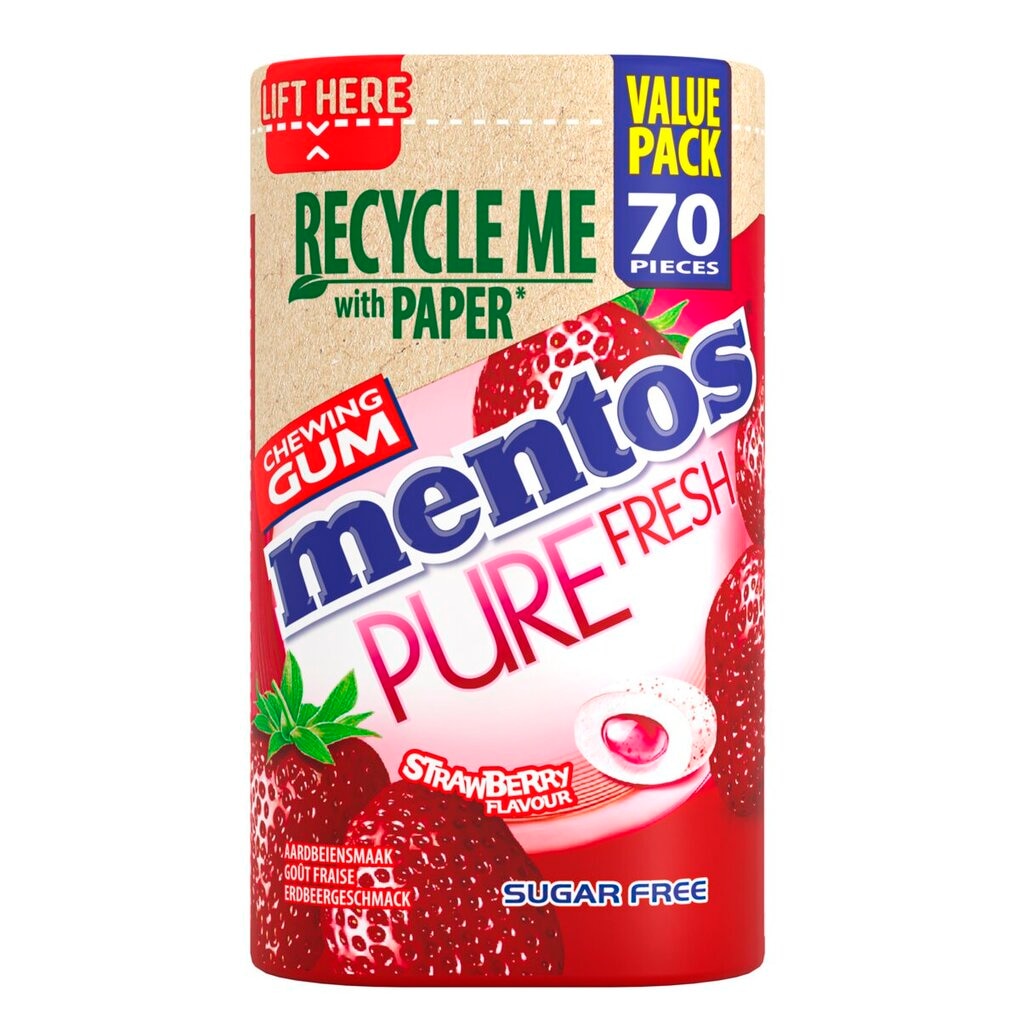 Mentos Pure Fresh Strawberry Kauwgom Mentos Pure Fresh Strawberry Kauwgom