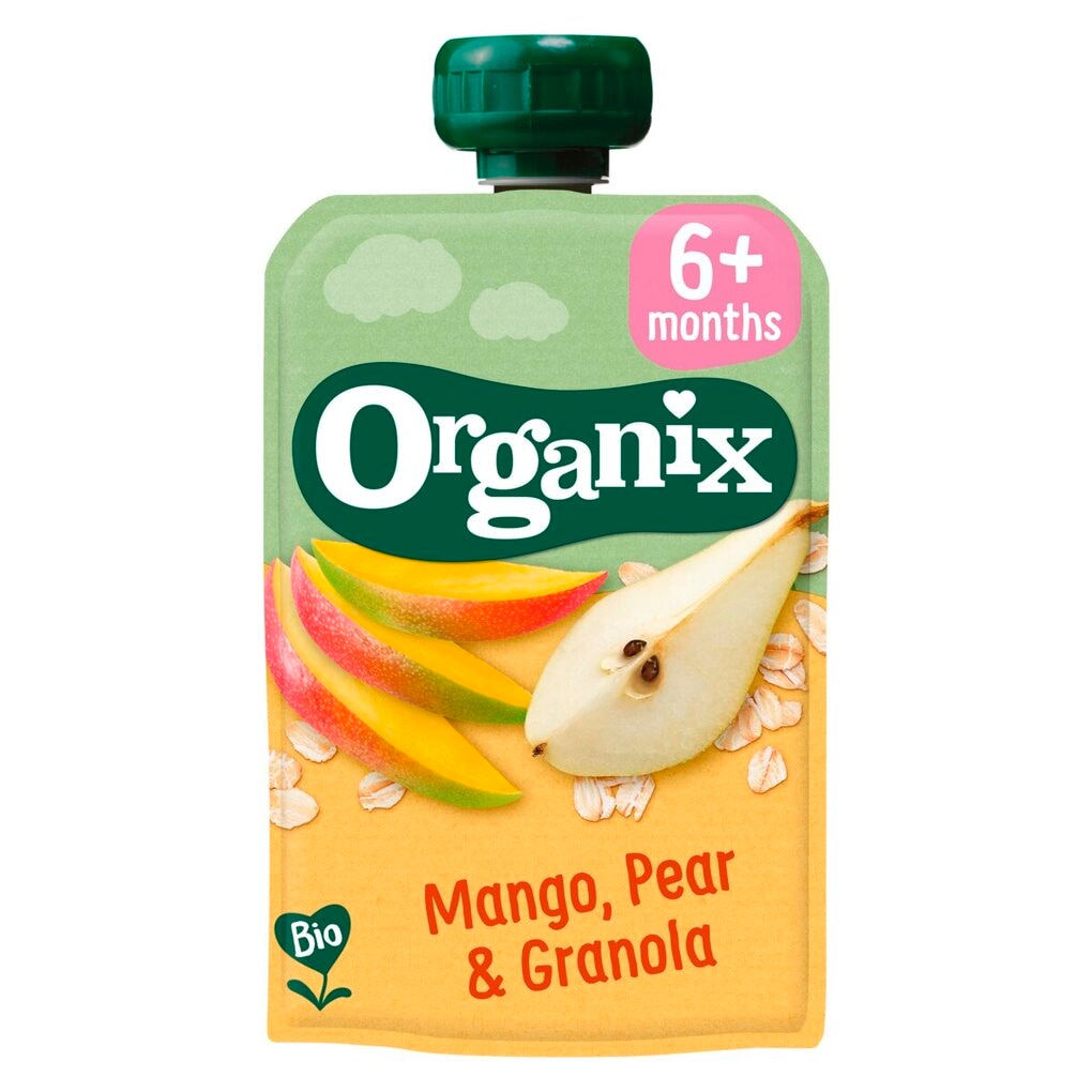 Organix Gourdes Mangue, Poire & Granola 6+M
