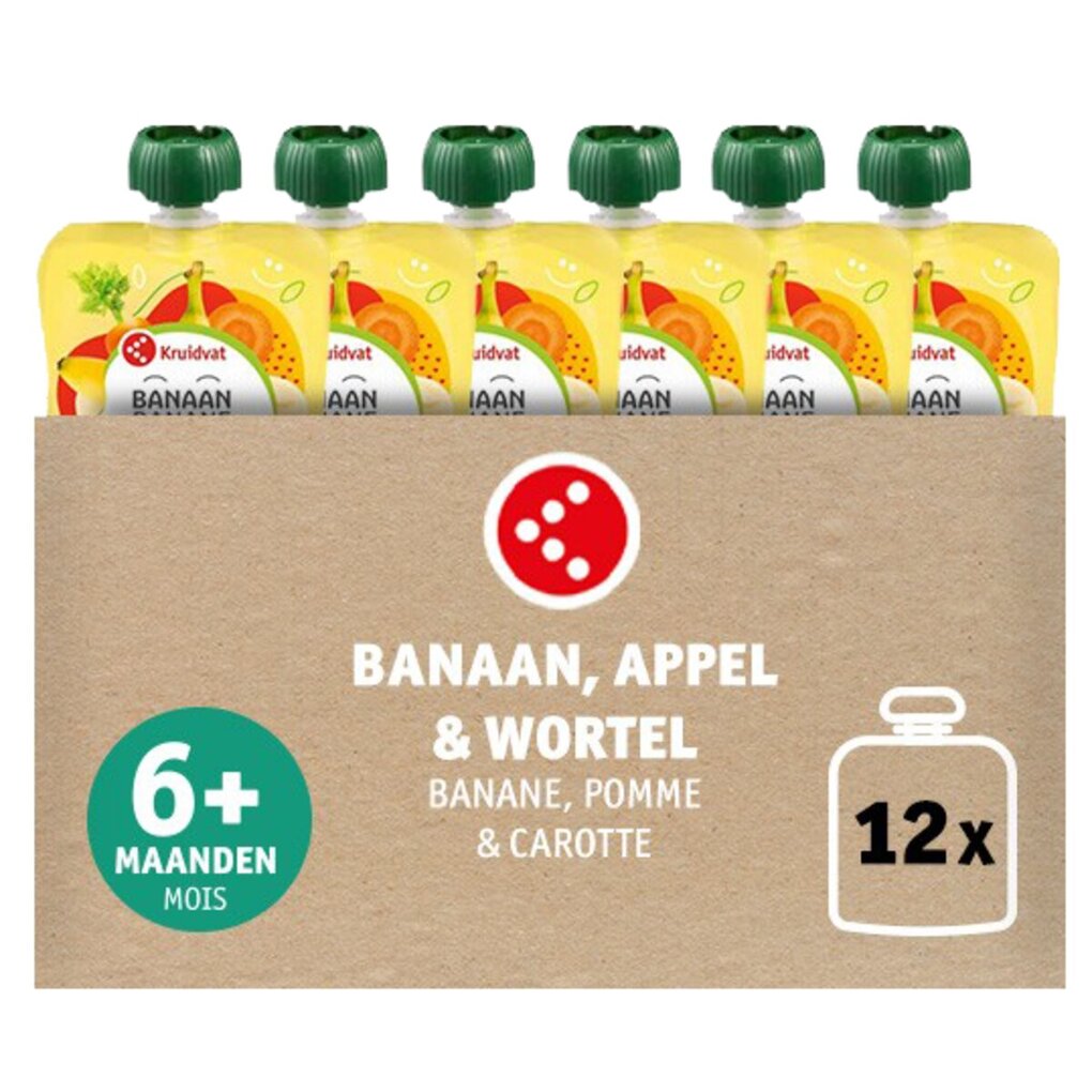 Kruidvat 6+M Bio Banaan met Appel en Wortel Knijpzakje
