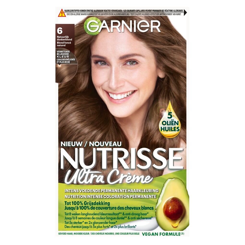 Garnier Nutrisse Ultra Crème 6 Natuurlijk Donkerblond Permanente Haarkleuring