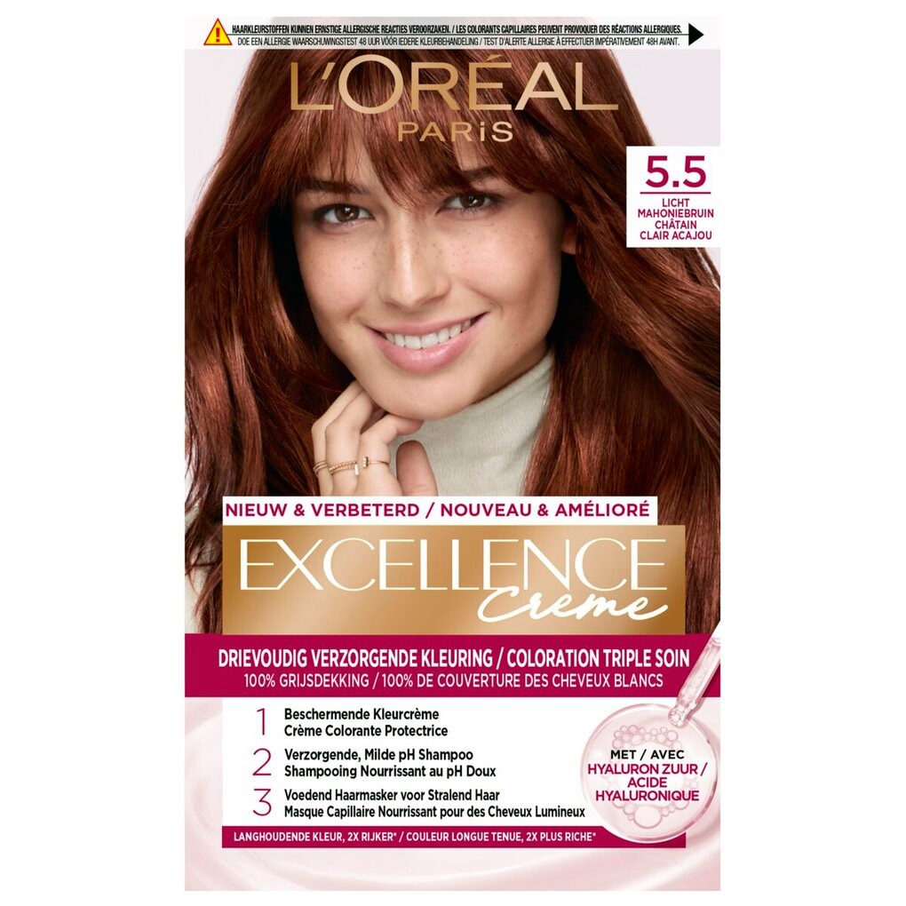 L'Oréal Paris Excellence Crème 5.5 Licht Mahonie Bruin Permanente Haarverf