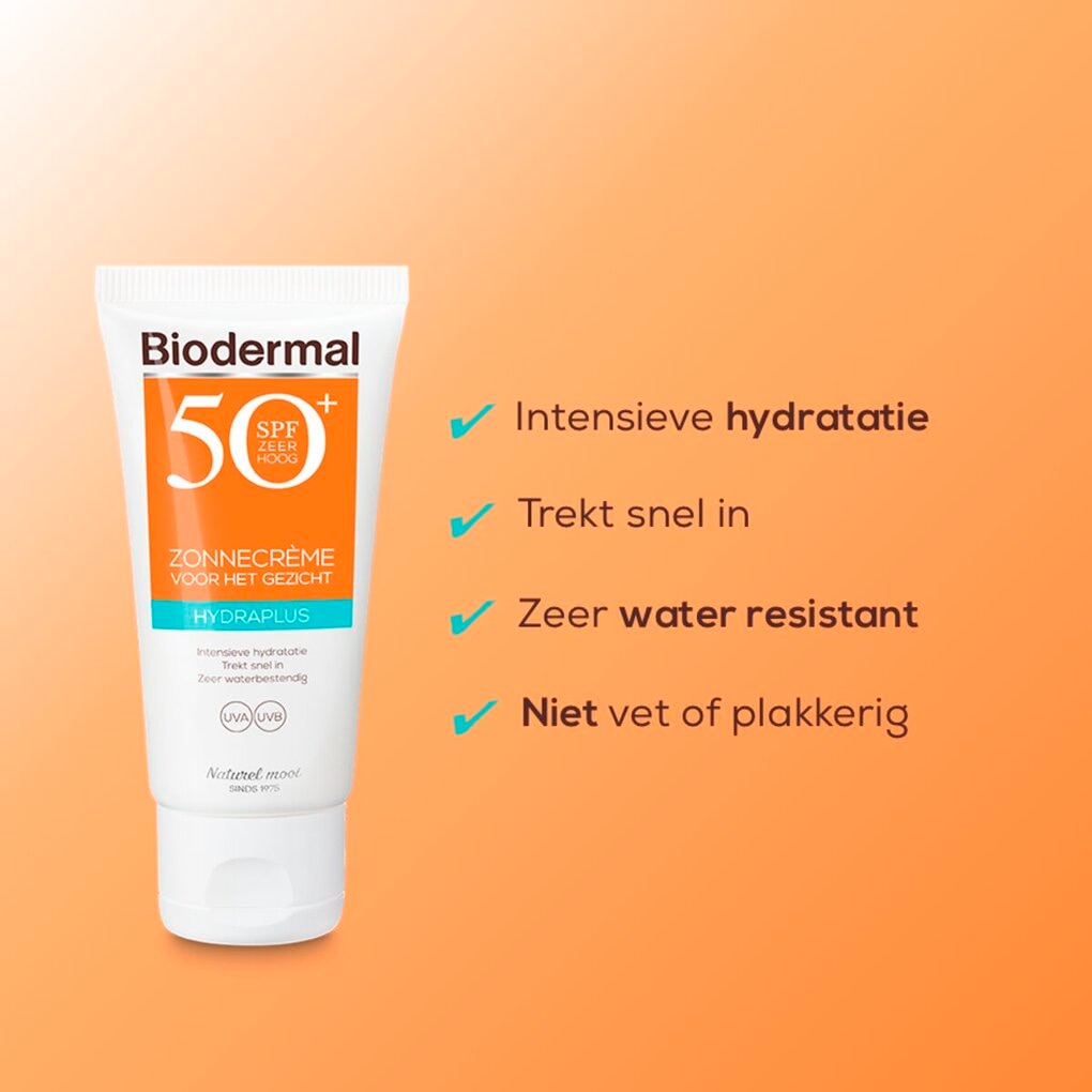 Biodermal Hydraplus SPF50+ Zonnecrème voor het Gezicht