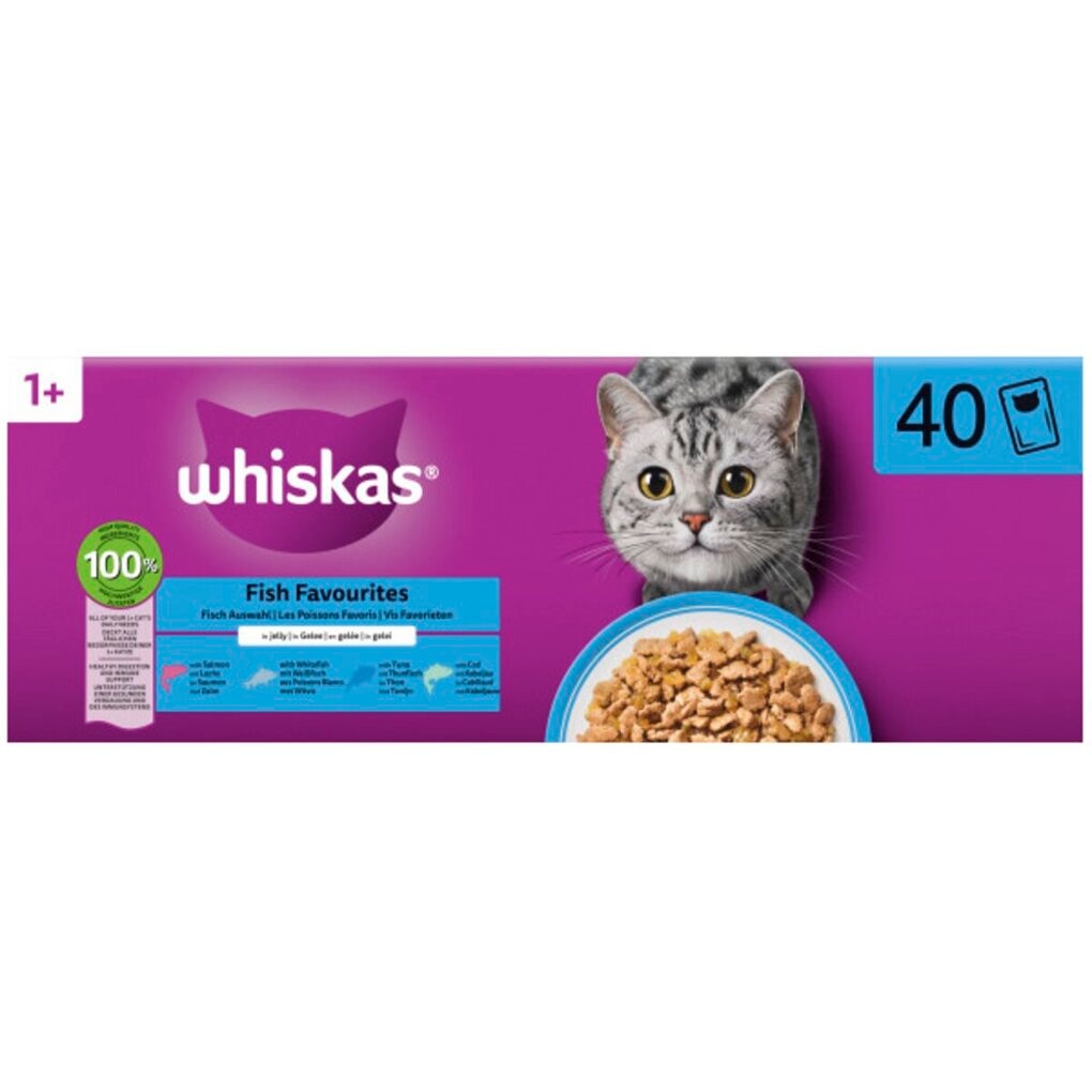 Whiskas Nourriture pour Chat Sachets de Poisson en Gelée