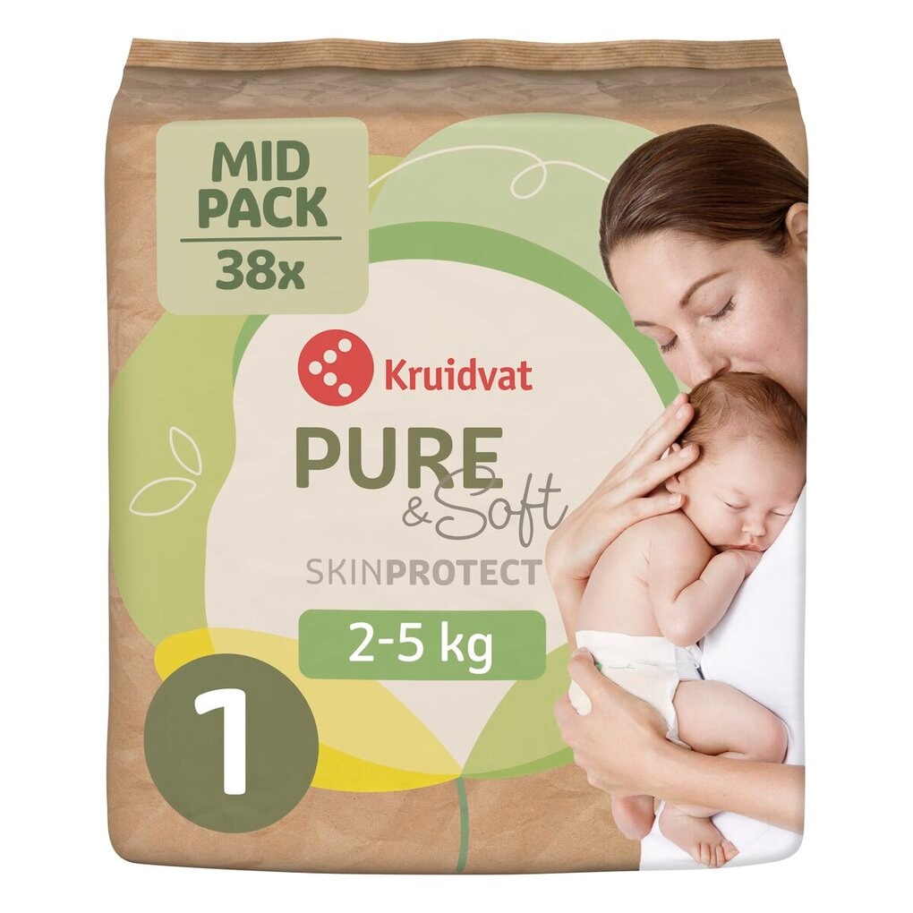 Kruidvat Pure & Soft Maat 1 Luiers Midpack Kruidvat Pure & Soft Maat 1 Luiers Midpack