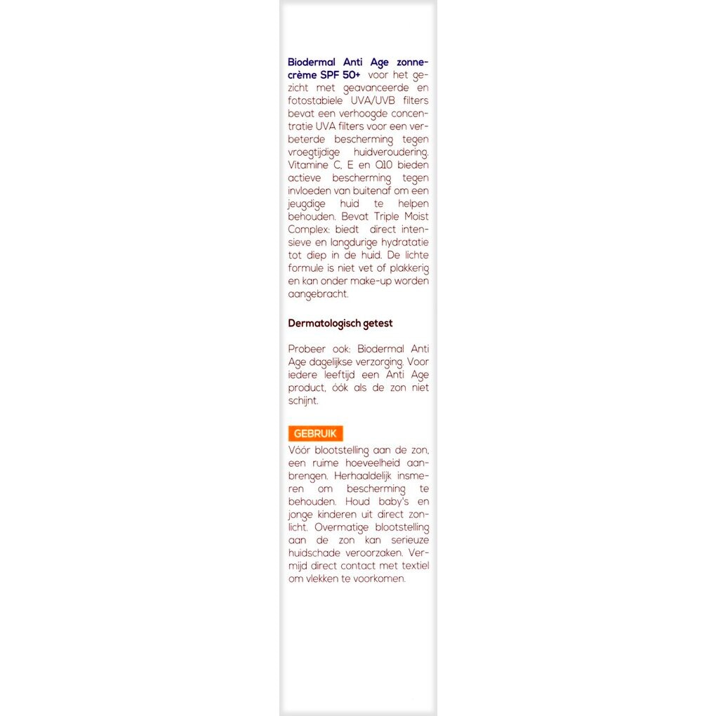Biodermal Anti Age SPF50+ Zonnecrème voor het Gezicht