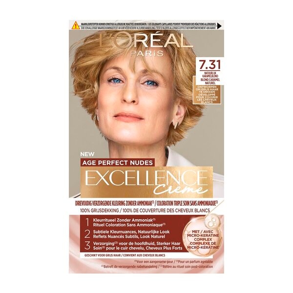 L'Oréal Paris Coloration Cheveux Age Perfect Nudes Excellence Crème 7.31 Blond Caramel Naturel