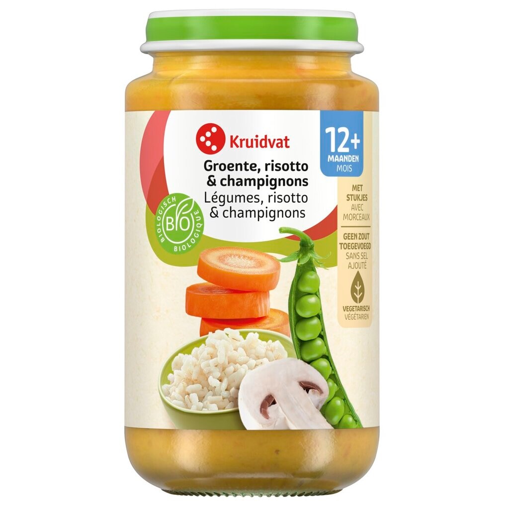 Kruidvat 12+M Bio Groente, Risotto & Champignons Maaltijd