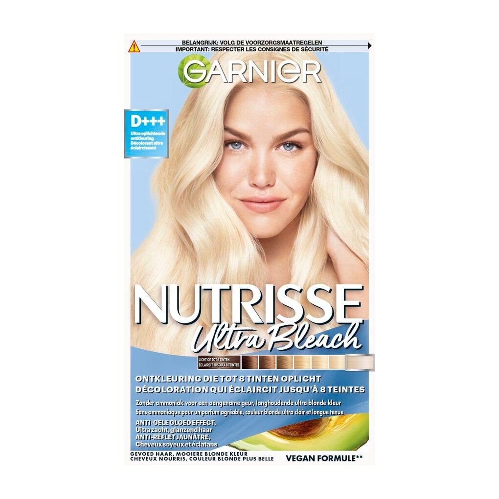 Garnier Nutrisse Ultra Bleach D+++ Ultra Puur Blond Super Oplichtende Ontkleuring Garnier Nutrisse Ultra Bleach D+++ Ultra Puur Blond Super Oplichtende Ontkleuring
