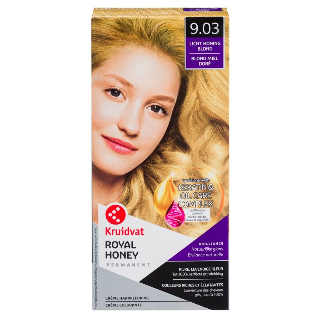 Kruidvat 9.03 Licht Honing Blond Crème Haarkleuring Kruidvat 9.03 Licht Honing Blond Crème Haarkleuring