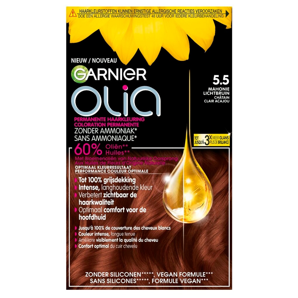 Garnier Olia 5.5 Mahonie Lichtbruin Permanente Haarkleuring