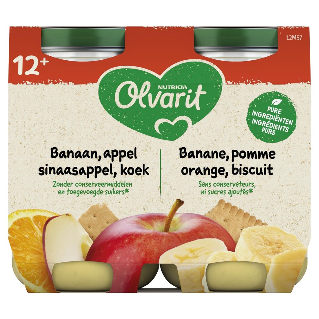 Olvarit 12+M Banaan Appel Sinaasappel Koek Fruitpap