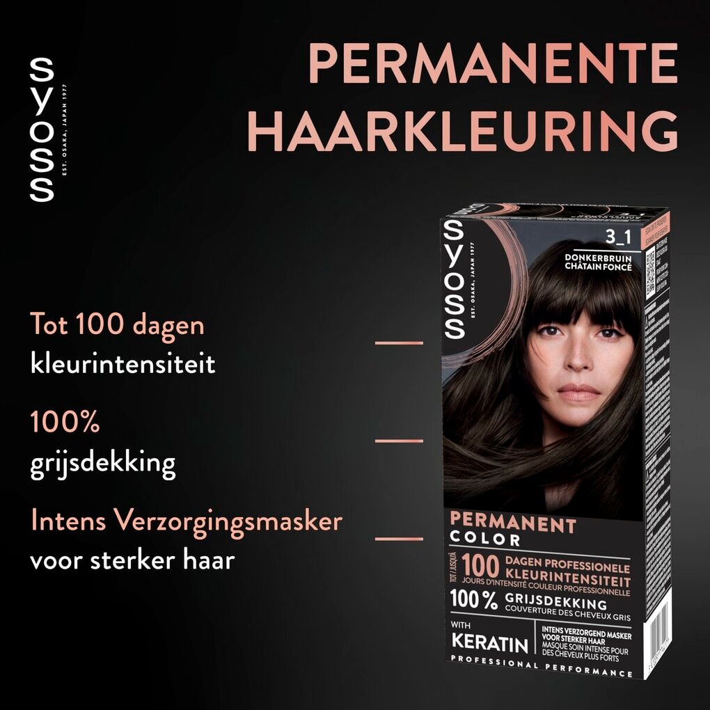 Syoss 3-1 Donkerbruin Permanente Haarkleuring