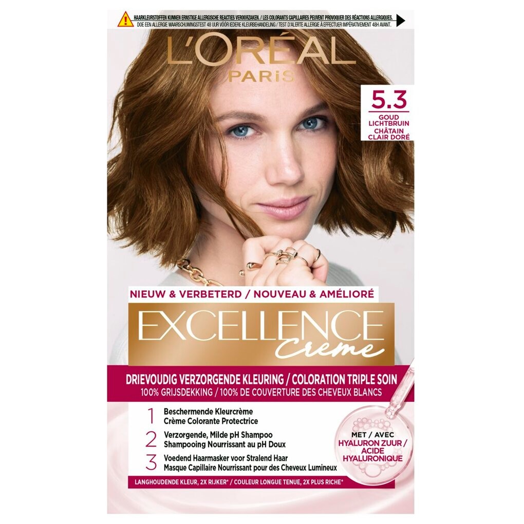 L'Oréal Paris Excellence Crème 5.3 Goud Lichtbruin Permanente Haarverf