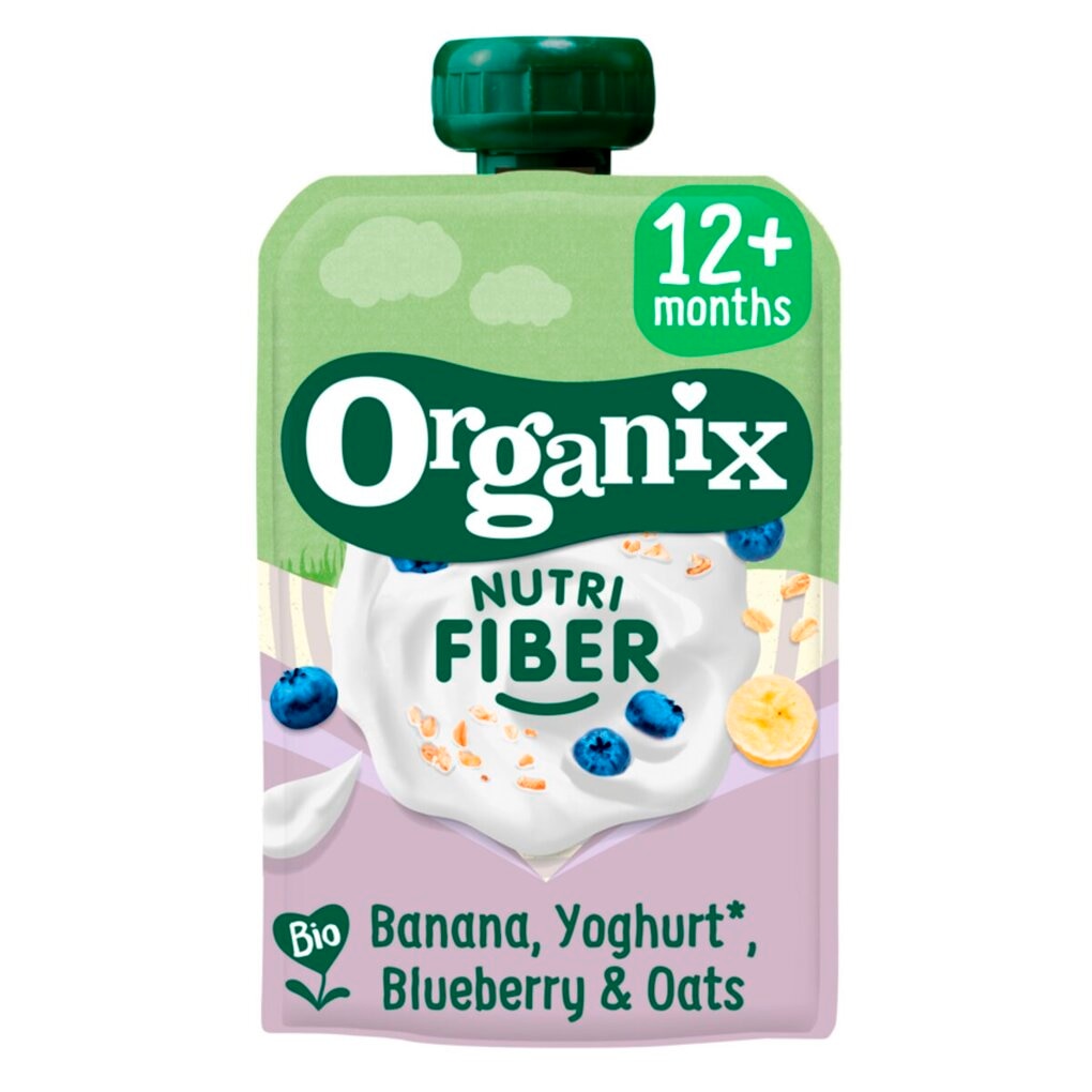 Organix Gourde aux Fruits Banana, Yoghurt, Blueberry & Oats 12+M