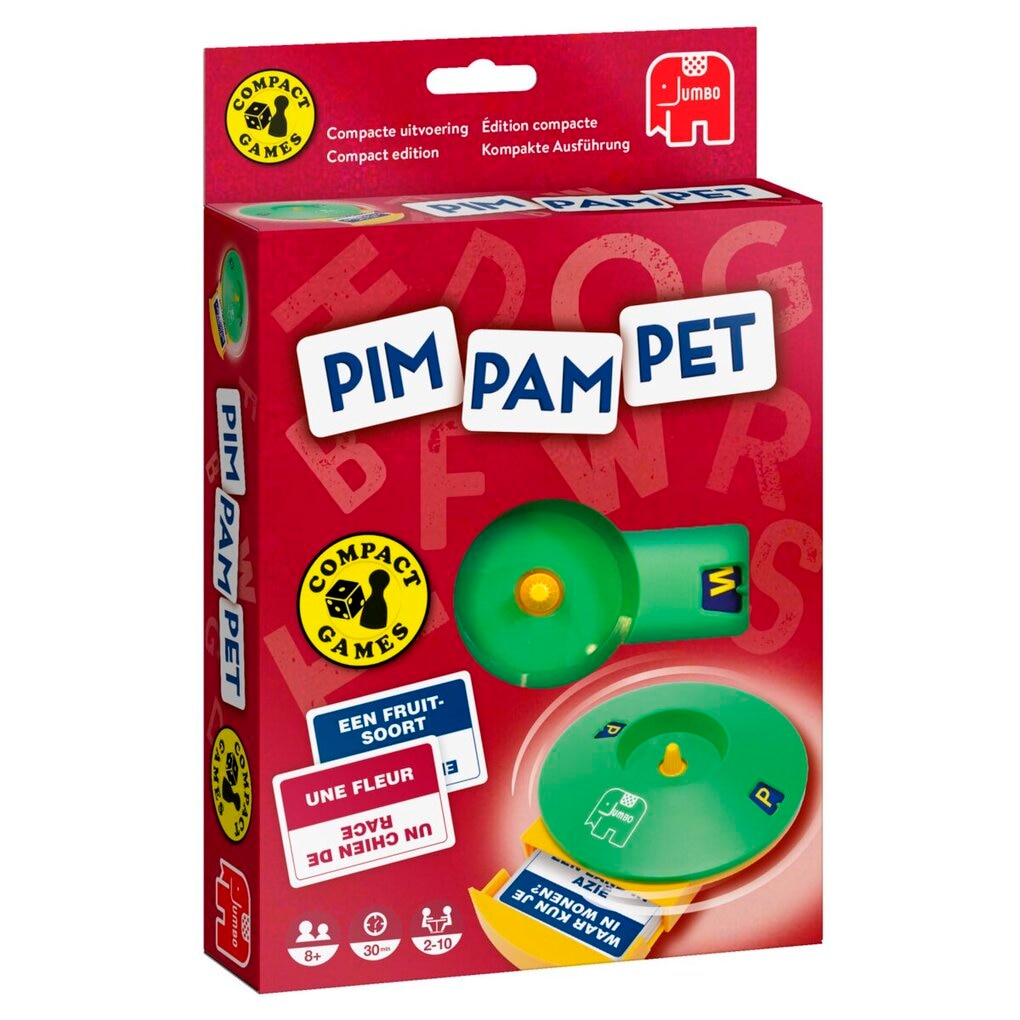 Je hebt urenlang plezier met het Jumbo Pim Pam Pet Reisspel. De reiseditie heeft 66 vragen, een handige opberglade voor de kaarten en een stevige spinner. Het spel is geschikt voor 2 tot 4 spelers vanaf 8 jaar. Je hebt urenlang plezier met het Jumbo Pim Pam Pet Reisspel. De reiseditie heeft 66 vragen, een handige opberglade voor de kaarten en een stevige spinner. Het spel is geschikt voor 2 tot 4 spelers vanaf 8 jaar.
