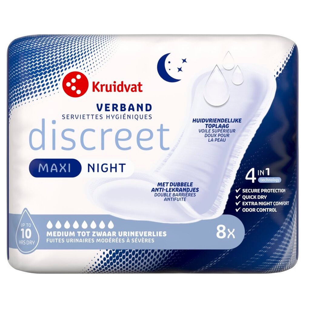 Kruidvat Serviettes Hygiéniques Incontinence Discreet Protection Night Extra Plus Kruidvat Serviettes Hygiéniques Incontinence Discreet Protection Night Extra Plus