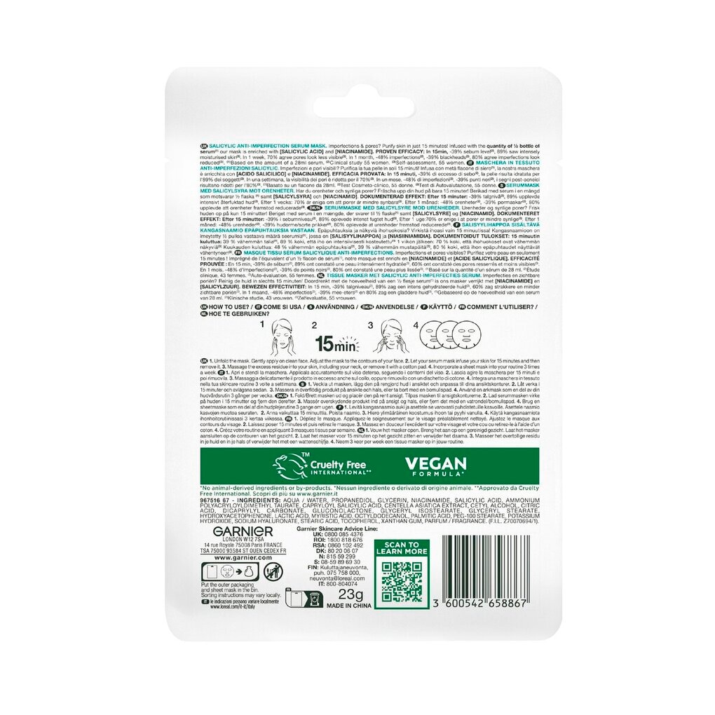Garnier PureActive Masque Sérum Anti-Imperfections Salicylic