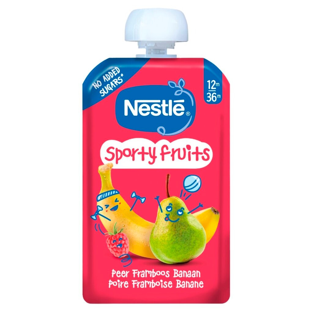 Nestlé 12+M Sporty Fruits Peer Framboos Banaan Knijpzakje