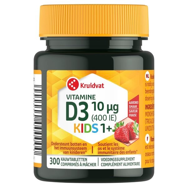 Kruidvat Kids 1+ Vitamine D3 10µg Kauwtabletten
