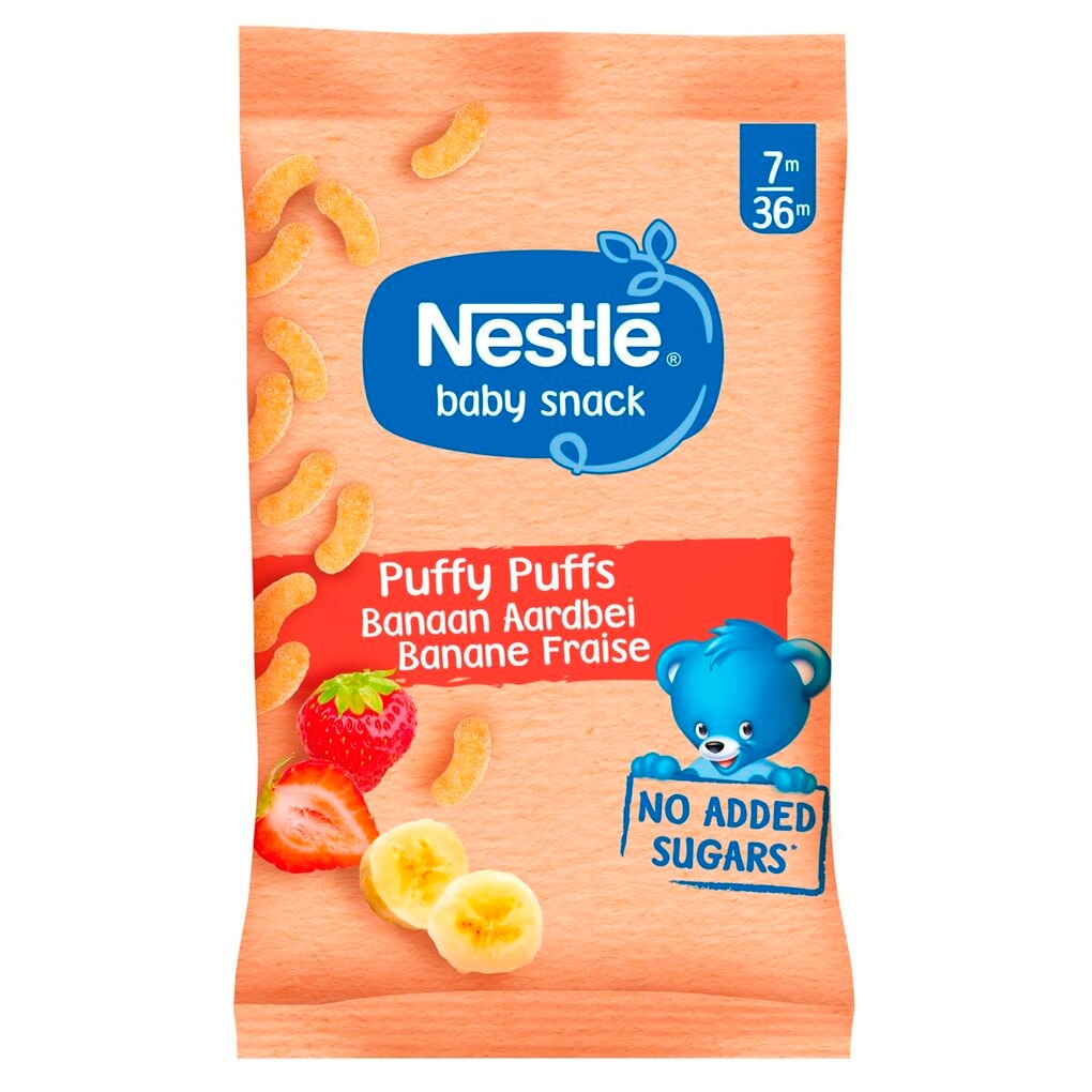 Nestlé Baby Snack Puffy Puffs 7M Banaan Aardbei Mais Puffs