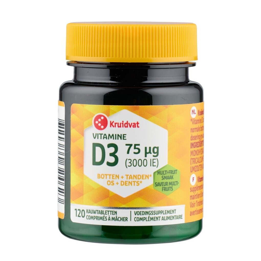 Kruidvat Vitamine D3 75 Μg 120 kauwtabletten