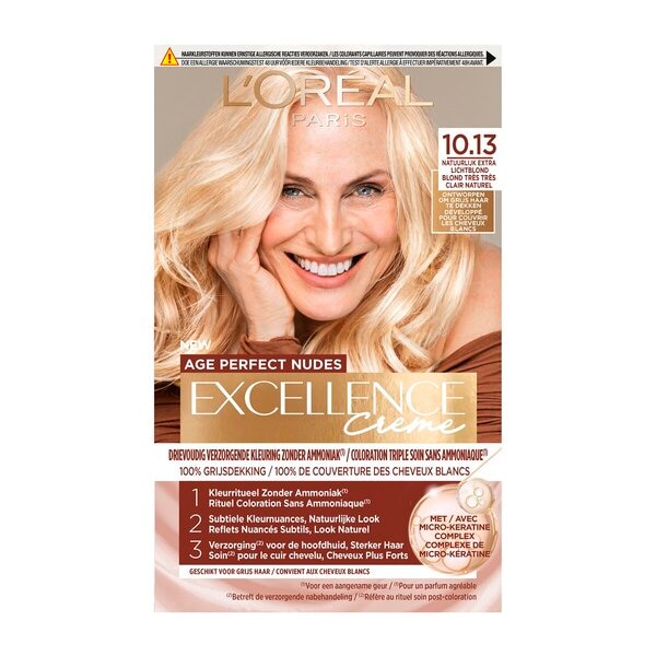 L'Oréal Paris Coloration Cheveux Age Perfect Nudes Excellence Crème 10.13 Blond Extra Clair Naturel