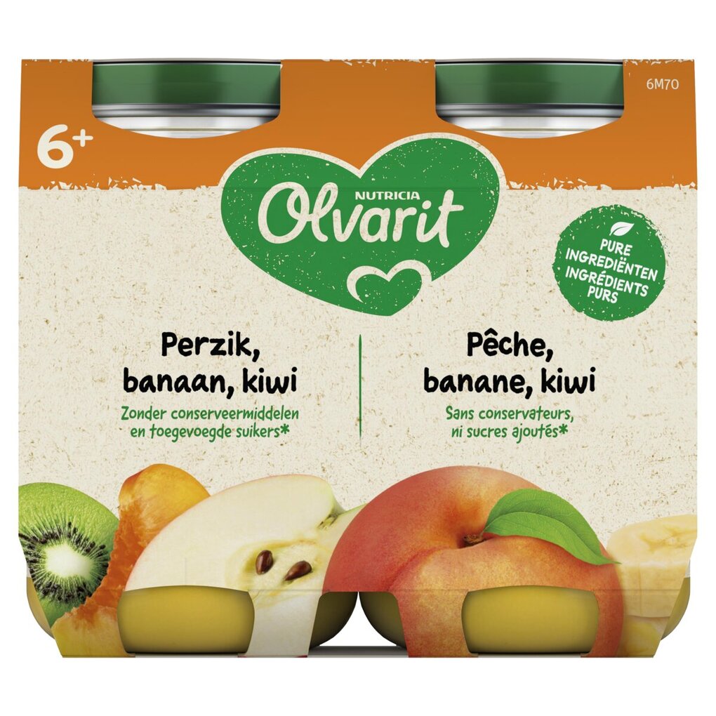 Olvarit 6+M Perzik Banaan Kiwi Fruitpap