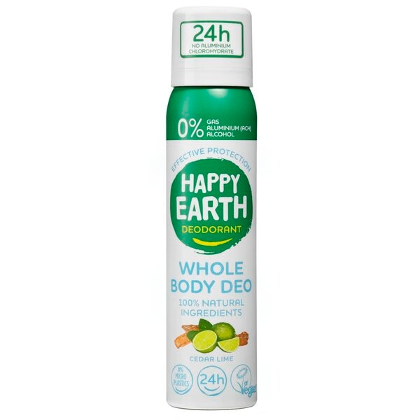 Happy Earth Deodorant Whole Body Deo Spray Cedar Lime