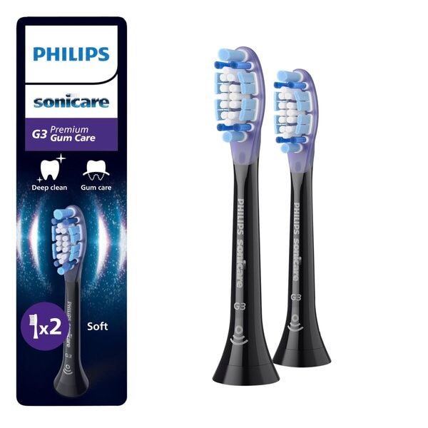 Philips Opzetborstels Premium Gum Care zwart 2-pak zwart, 2 stuks