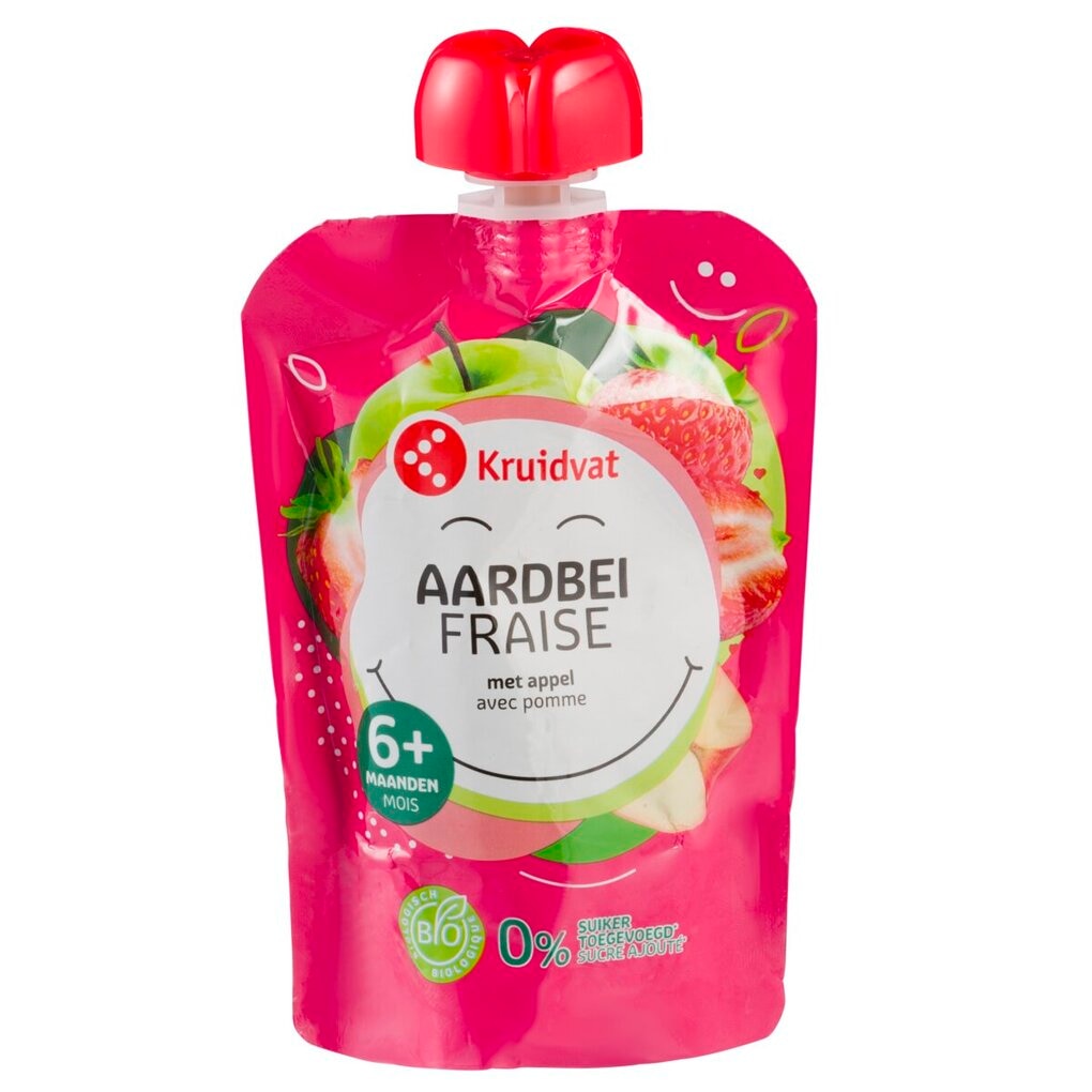 Kruidvat Gourde Fraise Bio avec Pomme 6+M