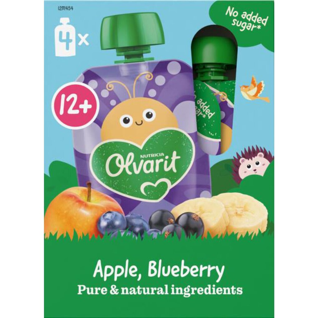 Olvarit 12+M Apple, Banaan & Bosbes Knijpzakjes