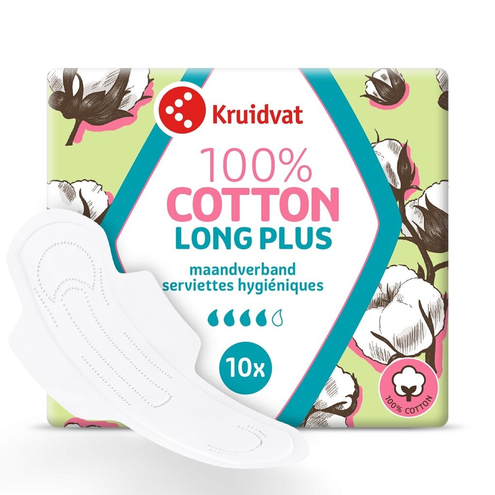 Kruidvat 100% Cotton Long Plus Ultra Maandverband