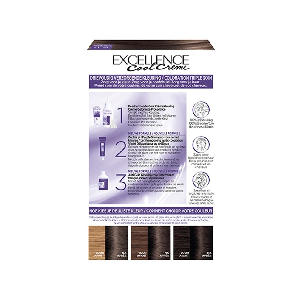 L'Oréal Paris Excellence Cool Crème 6.11 Ultra As Donkerblond Permanente Haarkleuring