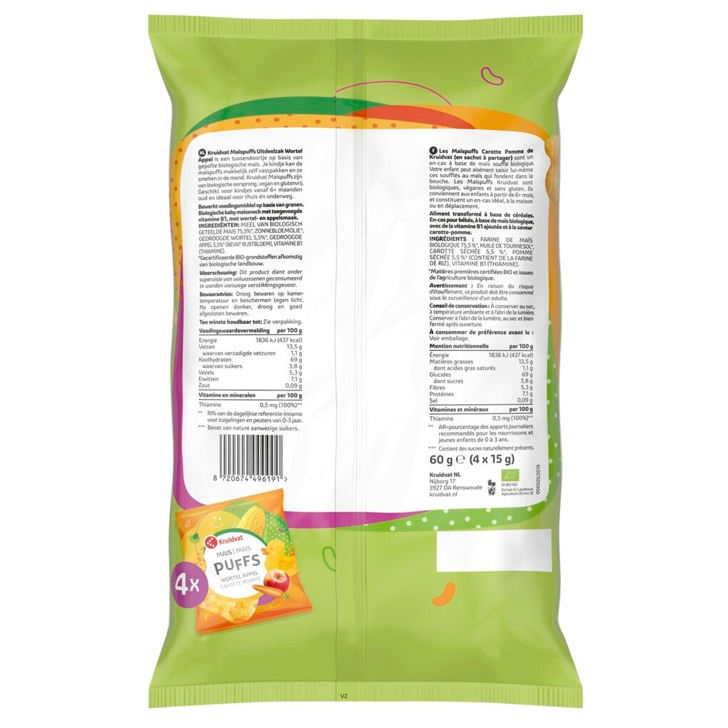 Kruidvat 6+M Bio Appel en Wortel Maïspuffs