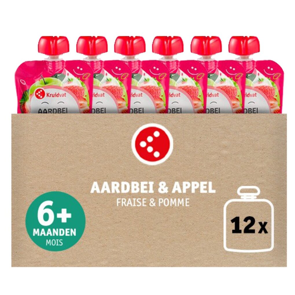 Kruidvat 6+M Bio Aardbei met Appel Knijpzakje
