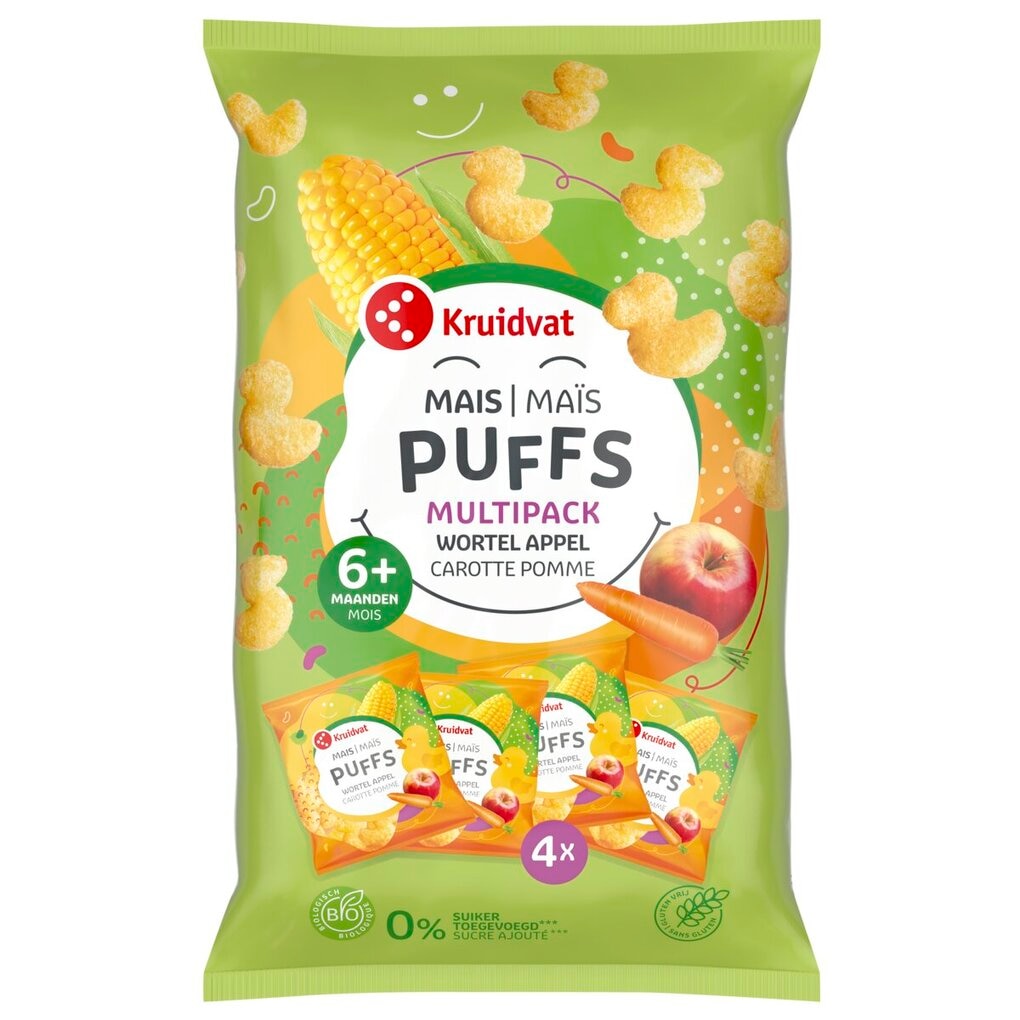 Kruidvat 6+M Bio Appel en Wortel Maïspuffs