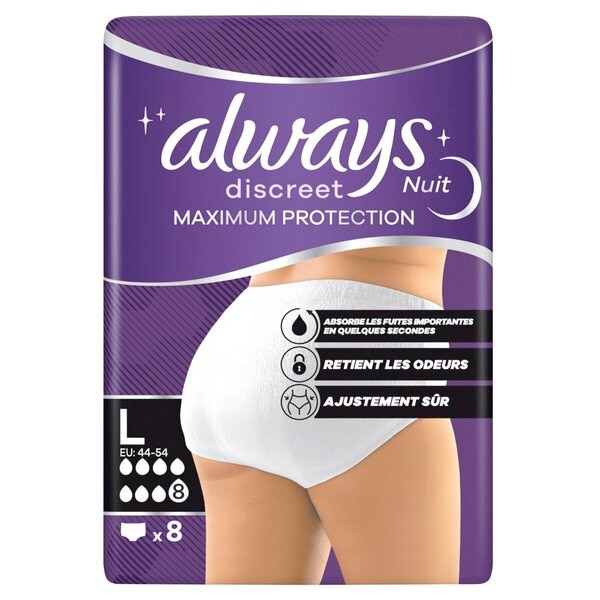 Always Discreet Culottes d’Incontinence Maximum Protection Night Taille L