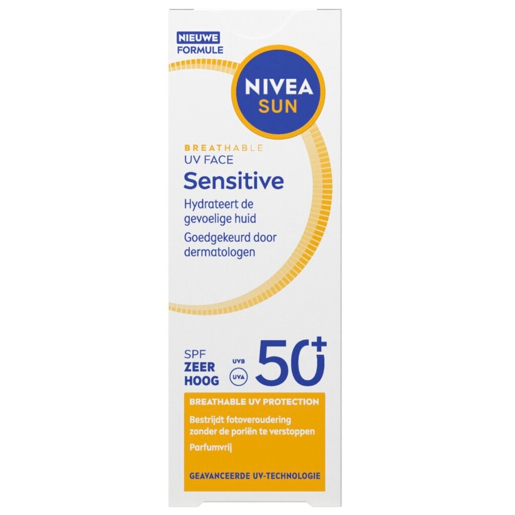 NIVEA Sun Breathable Uv Face Sensitive SPF50+ Zonnecrème