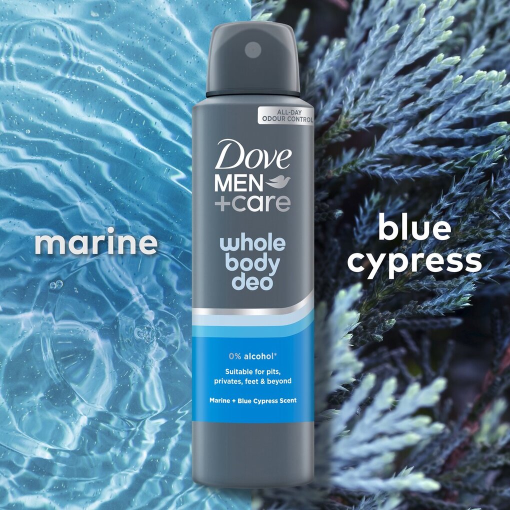 Dove Men+Care Whole Body Deodorant Spray Marine + Blue Cypress
