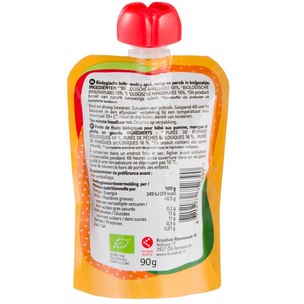 Kruidvat Gourde Mangue Pêche Bio avec Pomme 6+M