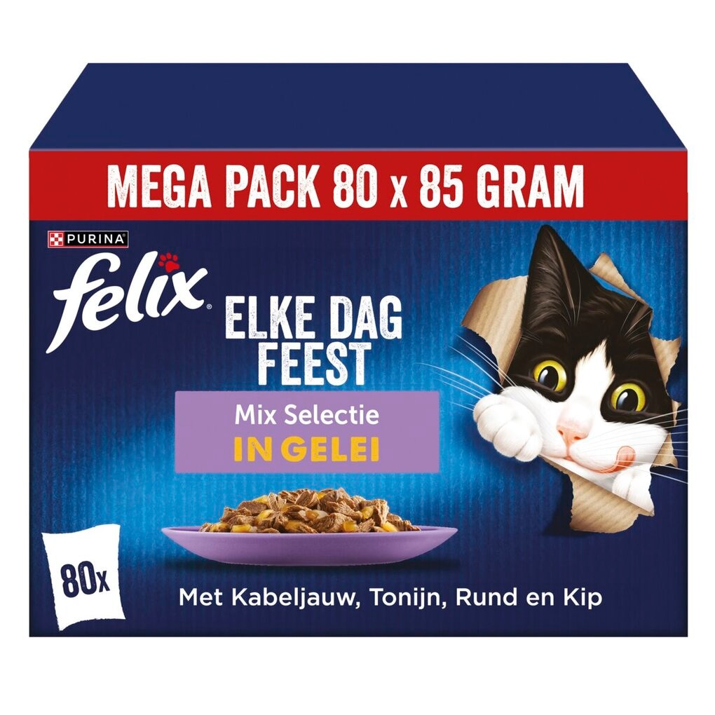Purina Felix Elke Dag Feest Mix Selectie in Gelei Kattenvoer
